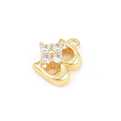 Brass Micro Pave Clear Cubic Zirconia Charms KK-Z151-18G-B-1