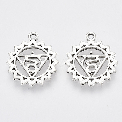 Tibetan Style Alloy Chakra Pendants LS-TIBEP-Q060-22AS-RS-1