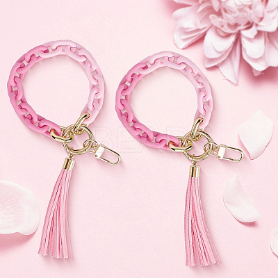 2Pcs Acrylic & Zine Alloy & PU Pendant Decoration KEYC-CL0001-44A-1