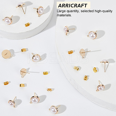 16Pcs 2 Size Brass Stud Earring Findings KK-AR0002-64-1