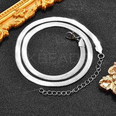 Non-Tarnish 201 Stainless Steel Herringbone Chain Necklaces X-NJEW-M187-06P-1