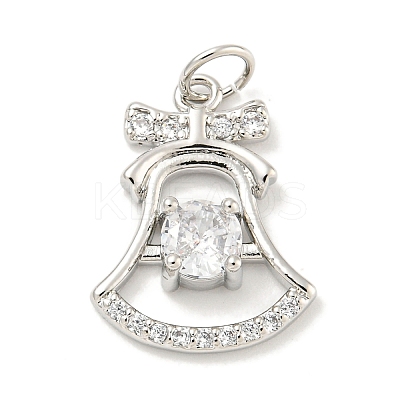 Rack Plating Brass Micro Pave Clear Cubic Zirconia Pendants KK-B093-24P-1