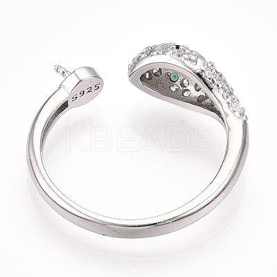 Rhodium Plated 925 Sterling Silver Micro Pave Cubic Zirconia Open Cuff Ring Settings STER-T007-125P-1