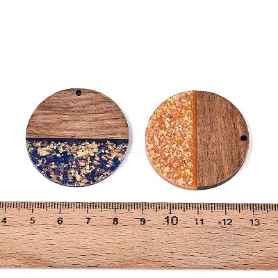 Opaque Resin and Walnut Wood Pendants RESI-T060-12A-1