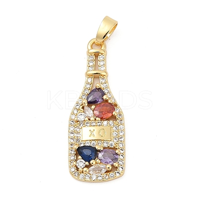 Brass Pave Cubic Zirconia Pendants KK-U062-62G-1