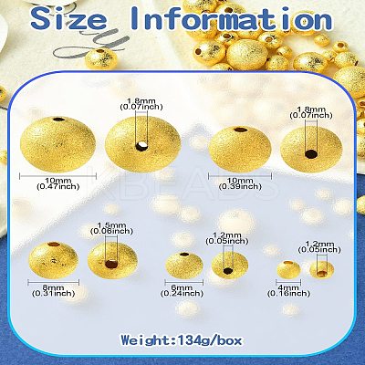 468Pcs 5 Style Brass Round Textured Spacer Beads KK-CJ0002-13-1