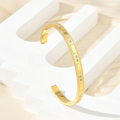 304 Stainless Steel Cuff Bangles BJEW-P348-02F-G-1
