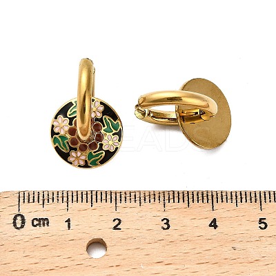 304 Stainless Steel Enamel Hoop Earrings EJEW-Q040-01B-G-1