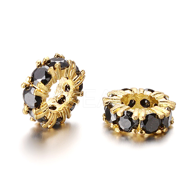 Brass with Cubic Zirconia European Beads ZIRC-L041-18C-1