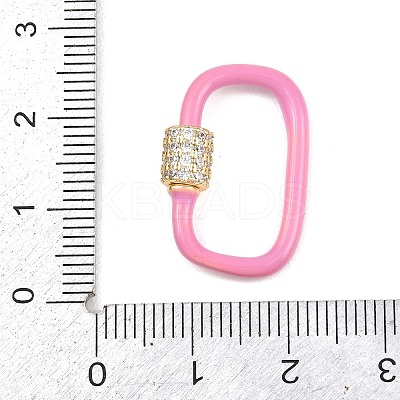 Oval Brass Micro Pave Clear Cubic Zirconia Screw Carabiner Clasps KK-B167-01B-02G-1