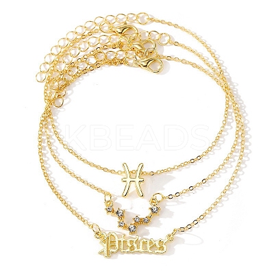 3Pcs Alloy Rhinestones Anklets AJEW-S083-01G-04-1