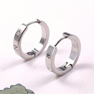 Stainless Steel Hoop Earrings with Cubic Zirconia for Women AP6099-2-1