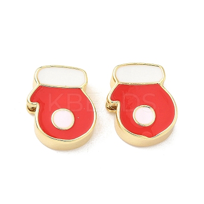 Christmas Brass Enamel Beads KK-I474-G15-1