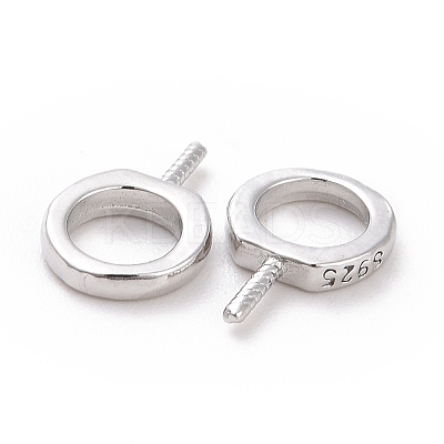 Anti-Tarnish Rhodium Plated 925 Sterling Silver Screw Eye Peg Bails STER-D035-42P-1