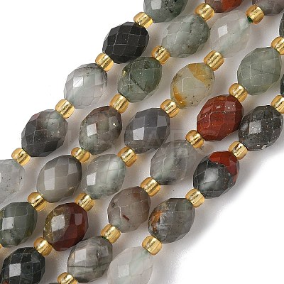 Natural Bloodstone/Heliotrope Stone Beads Strands G-F809-A13-01-1