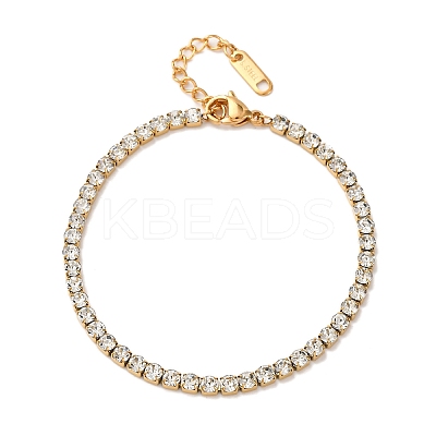 304 Stainless Steel Rhinestone Cup Chain Bracelets for Women BJEW-G753-01G-01-1