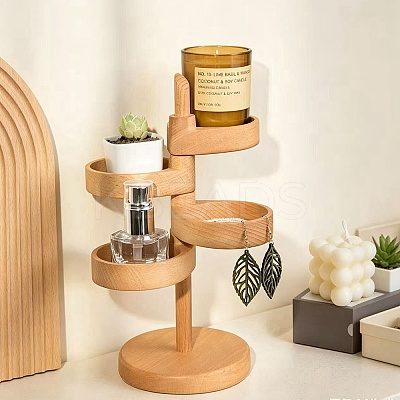 4-Tier Rotating Round Wood Jewelry Towers WD-CBA95BD-02A-1