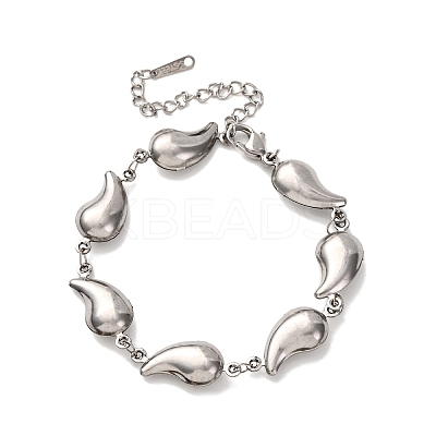 304 Stainless Steel Teardrop Shape Link Bracelets for Women BJEW-L706-05P-1