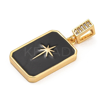 Rack Plating Brass Micro Pave Clear Cubic Zirconia North Star European Dangle Charms KK-U035-17G-03-1