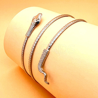 Alloy Upper Arm Open Cuff Bangles for Women BJEW-U037-01B-P-1