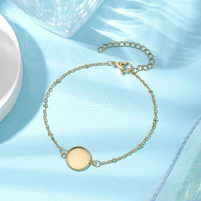 304 Stainless Steel Round Cabochon Setting Bracelets BJEW-JB11091-01-1