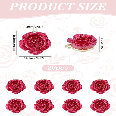 20Pcs Opaque Resin Rose Pendants FIND-LP0002-28-1