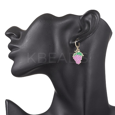 9 Pairs 9 Styles Alloy Enamel Banana Strawberry Grapes Fruit Dangle Leverback Earrings EJEW-JE06557-1