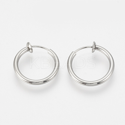 Tarnish Resistant 201 Stainless Steel Retractable Clip-on Hoop Earrings LS-STAS-S100-01-1