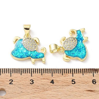 Rack Plating Brass Micro Pave Cubic Zirconia Pendants KK-C041-14G-1
