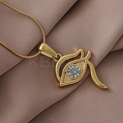 Elegant 304 Stainless Steel with Clear Glass Eye Pendant Necklaces for Women YU0551-1