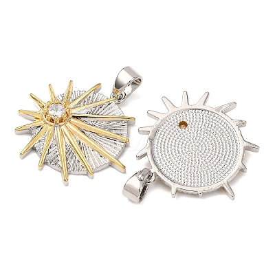 Brass Micro Pave Clear Cubic Zirconia Pendants KK-G543-10GP-04-1