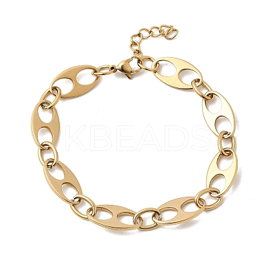 304 Stainless Steel Oval Link Chain Bracelets for Women Men BJEW-L720-03G-1