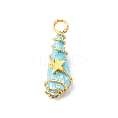 2Pcs Electroplated Natural Quartz Crystal Dyed Copper Wire Wrapped Pendants PALLOY-JF03166-01-1
