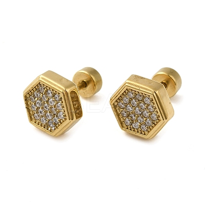 304 Stainless Steel with Rhinestone Stud Earrings for Women EJEW-G364-09G-1