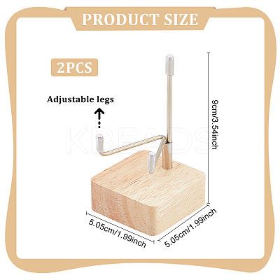 Square Wooden Crystal Rock Display Easels with Iron Holder ODIS-WH0038-28A-P-1