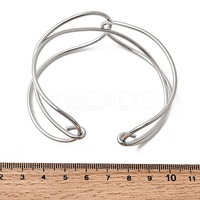 304 Stainless Steel Cuff Bangles for Women BJEW-Z150-01P-03-1