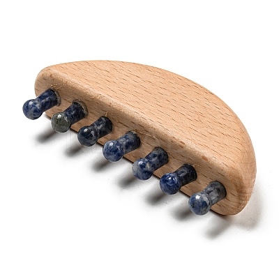 Natural Blue Spot Jasper Scalp Massager AJEW-G058-01E-1