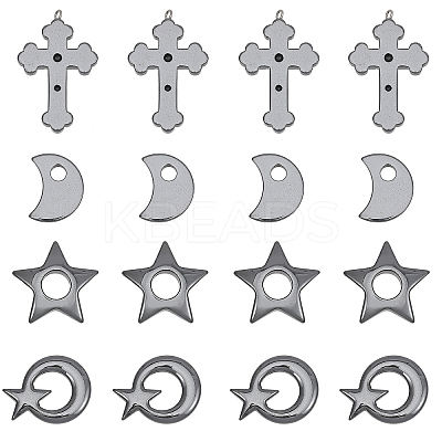 16Pcs 4 Styles Synthetic Non-magnetic Hematite Pendants G-CA0001-77-1