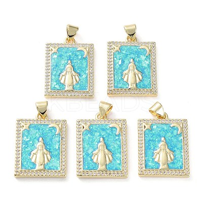 Rack Plating Brass Micro Pave Clear Cubic Zirconia Pendants KK-C041-06E-G-1