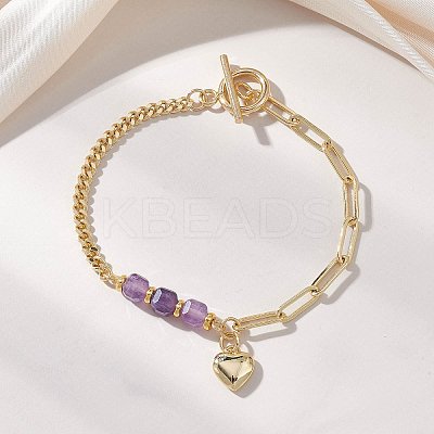 Brass Charm Bracelets BJEW-JB13363-1