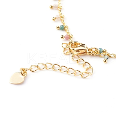 Natural Multicolor Tourmaline Charm Anklets AJEW-AN00399-1