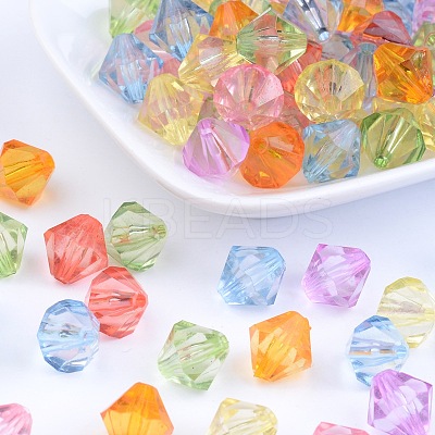 Faceted Bicone Transparent Acrylic Beads DBB12MM-1
