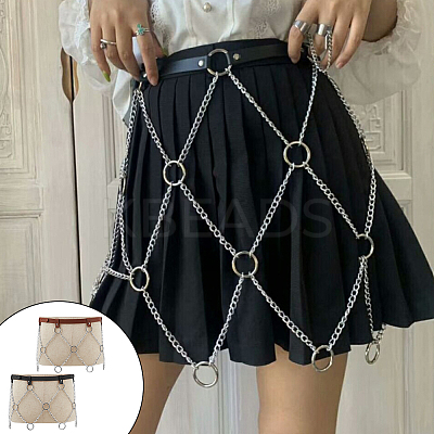 2Pcs 2 Colors Imitation Leather Chain Belt AJEW-WR0002-06-1