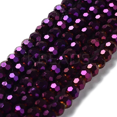 Faceted(32 Facets) Electroplate Glass Bead Strands X-EGLA-R042-6mm-02-1