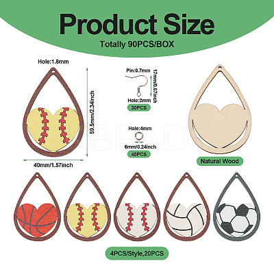 DIY Sport Theme Dangle Earring Making Kits DIY-TA0004-36-1