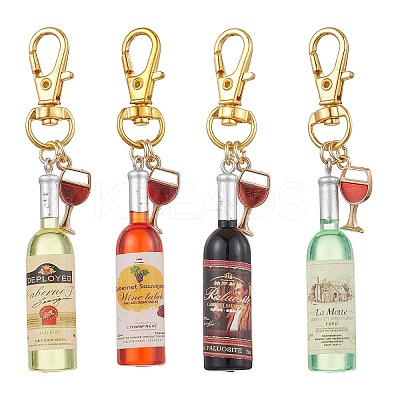 4Pcs Goblet Alloy Enamel with Wine Resin Pendant Decorations HJEW-JM02524-S-1