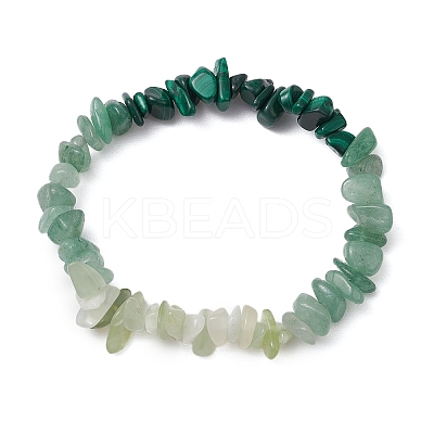 Natural Green Aventurine Chips Beaded Stretch Bracelets for Women BJEW-TA00557-02-1