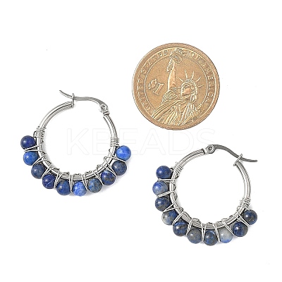 Mixed Stone Round Hoop Earrings EJEW-JE06695-1
