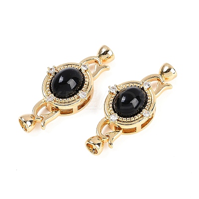 Brass Micro Pave Clear Cubic Zirconia Fold Over Clasps KK-U043-55G-1