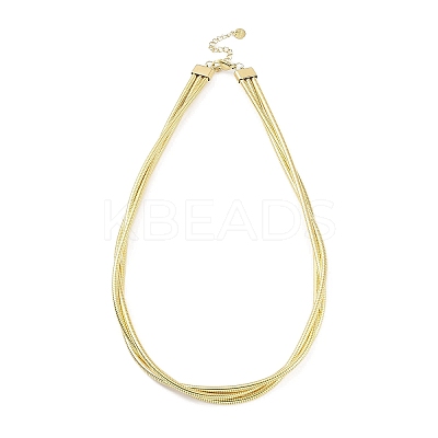 304 Stainless Steel Multi Layered Round Snake Chain Necklaces for Women NJEW-C055-03G-1